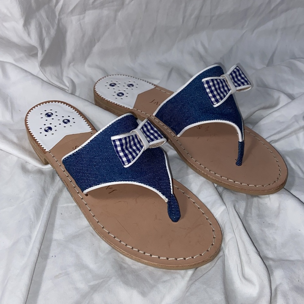 New Jack Rogers Blue Giselle Bow denim Sandals